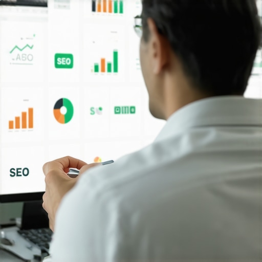 Marketer analyzing data for SEO and branding strategy