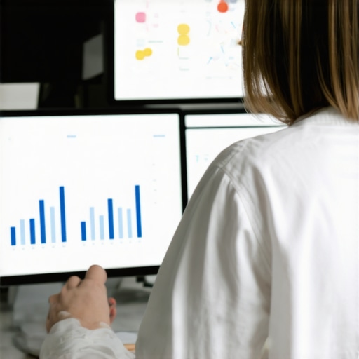 Expert Analyzing SEO Data and User Behavior Digital marketing expert reviewing analytics dashboards for SEO optimization.