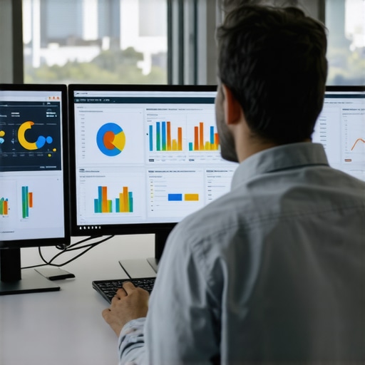 A marketer reviewing behavioral analytics and heatmaps on screens for trust optimization.