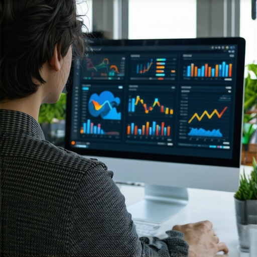 Person analyzing website data with charts and graphs