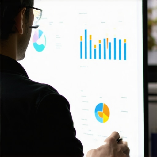A person reviewing analytics dashboards on a computer screen, focusing on brand search trends.