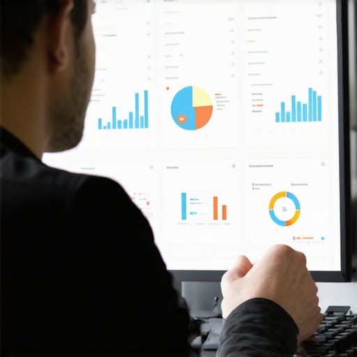 Person reviewing website analytics related to trust and conversions on a digital dashboard.