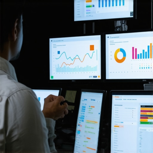 A person analyzing website analytics dashboards with charts and graphs to monitor performance