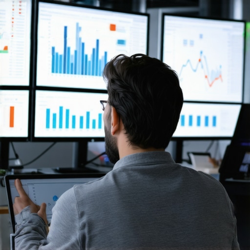 Deep Data Analysis for Advanced Marketing Marketer analyzing detailed analytics dashboards with layered data sets.