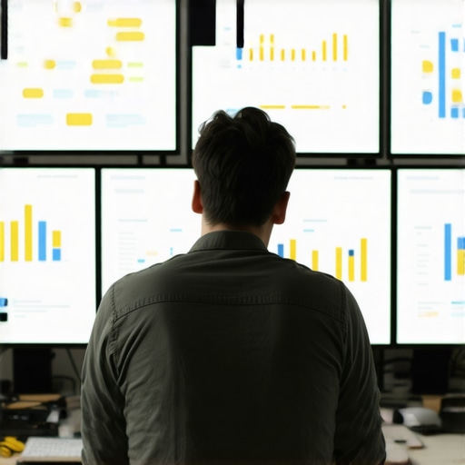 An individual reviewing analytics dashboards to monitor SEO trust signals.