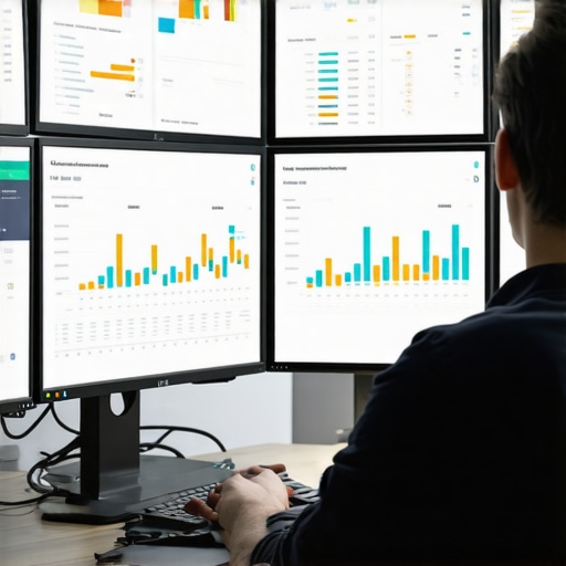 A professional reviewing digital analytics and SEO performance dashboards.