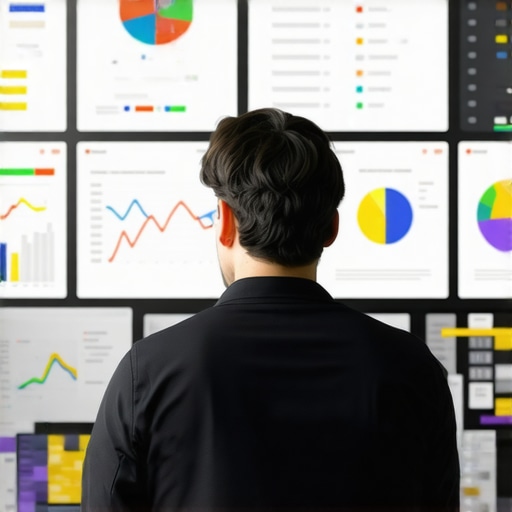 Monitoring Digital Analytics for Business Growth A person reviewing various digital analytics dashboards to ensure accurate data tracking and long-term success.